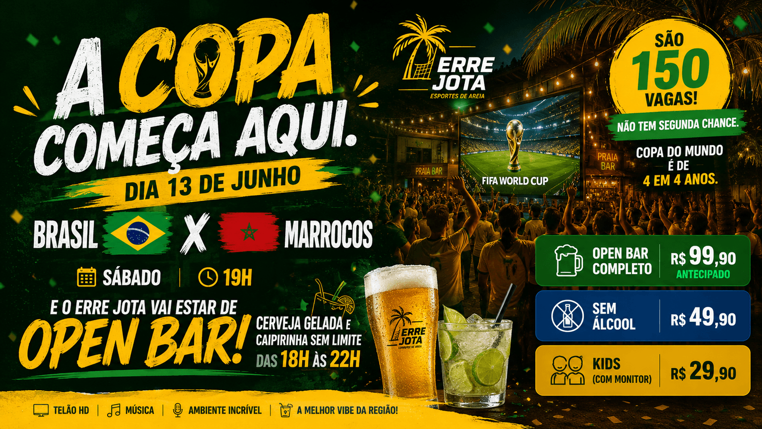 Brasil x Marrocos - Copa do Mundo no Erre Jota